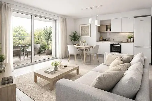 Woonkamer; uitzicht, natuurlijk licht, moderne stijl