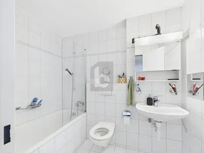 Badezimmer; fliesenboden, tageslicht, renoviert