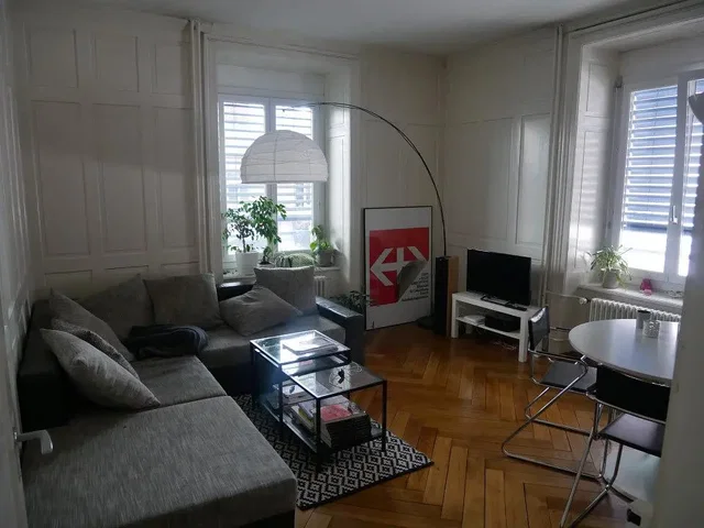 Salón; luz natural, suelo de madera, estilo moderno