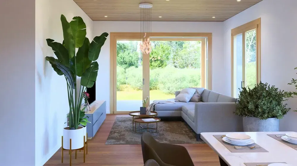 Wohnzimmer; blick, tageslicht, moderner stil