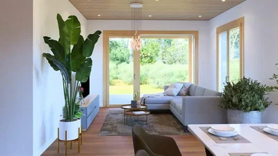 Wohnzimmer; blick, tageslicht, moderner stil