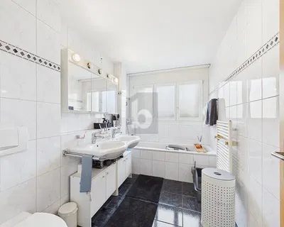 Badezimmer; fliesenboden, tageslicht, renoviert