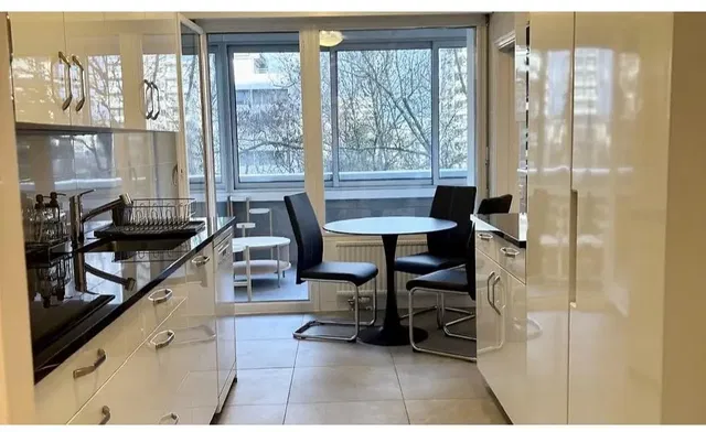 Кухиња; кухињски апарати, плочице, природно светло, модерни стил