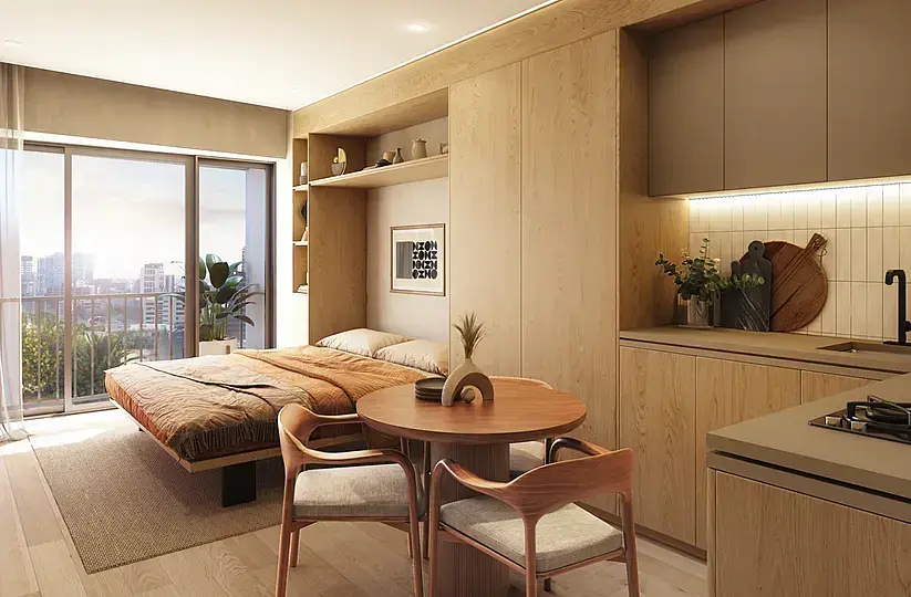 Chambre; vue, lumière naturelle, style moderne