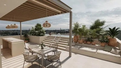 Teras; manzara, doğal ışık, modern stil