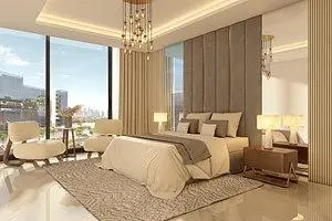 Chambre; vue, lumière naturelle, style moderne, parquet