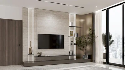 Oturma odası; manzara, doğal ışık, modern stil