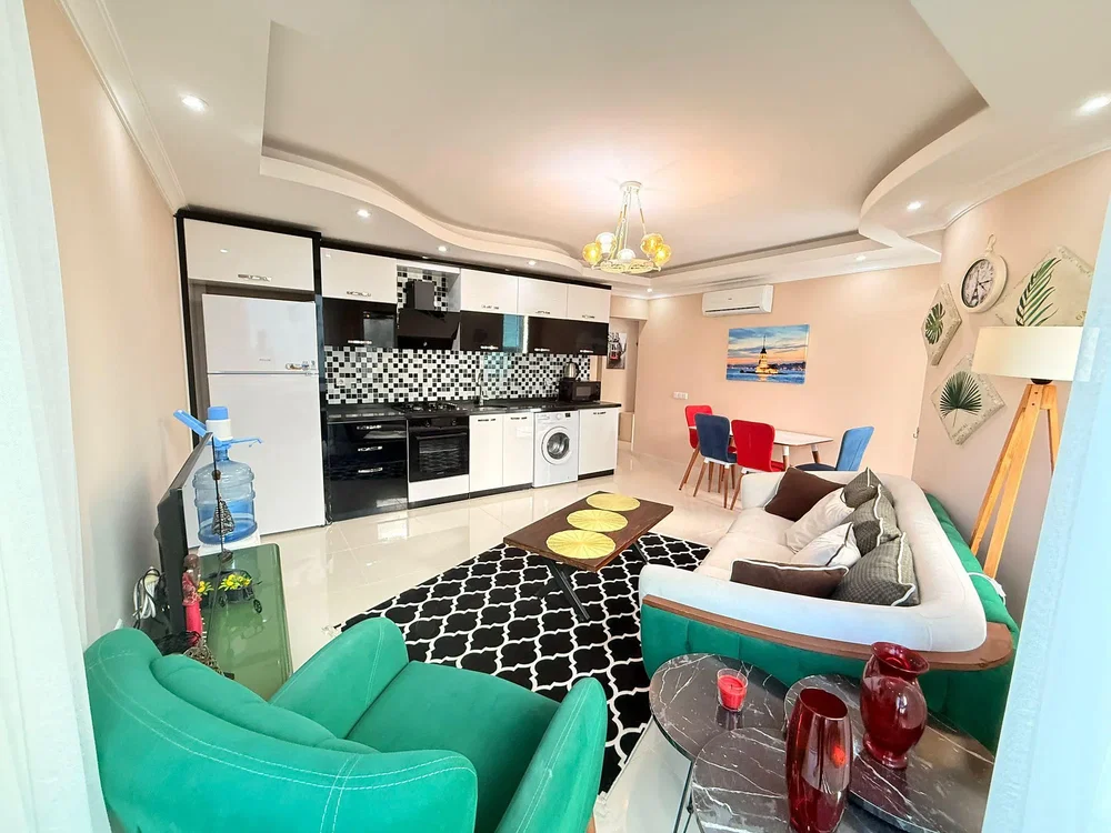 غرفة معيشة; أجهزة المطبخ, ضوء طبيعي, أسلوب عصري