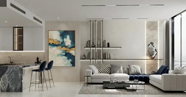 Woonkamer; uitzicht, moderne stijl, natuurlijk licht, gerenoveerd