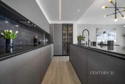 Küche; küchengeräte, moderner stil, renoviert, tageslicht