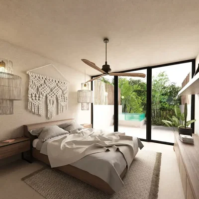 Chambre; lumière naturelle, style moderne