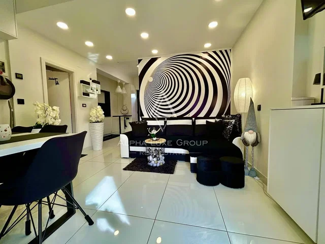 Living room; tile floor, modern style, natural light