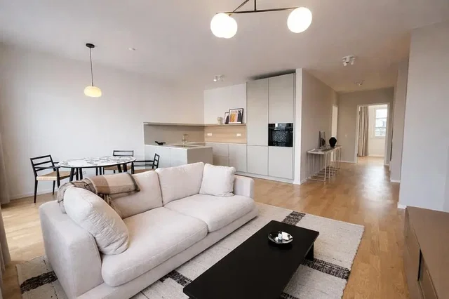 Obývací pokoj; přirozené světlo, moderní styl, dřevěná podlaha