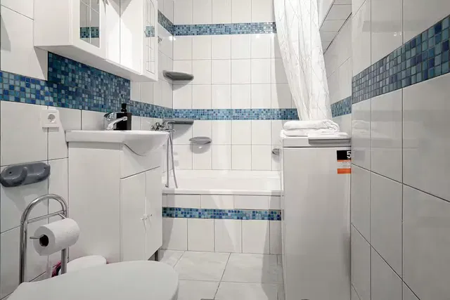 Купатило; плочице, реновиран, природно светло, модерни стил