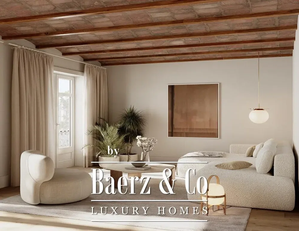 Salon; lumière naturelle, style moderne, poutres en bois