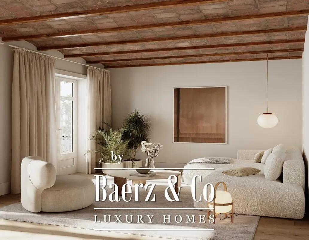 Salon; lumière naturelle, style moderne, poutres en bois