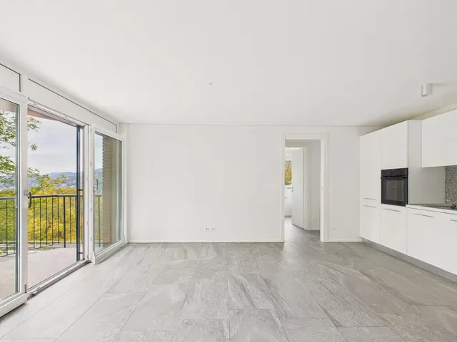 Küche; blick, fliesenboden, tageslicht, moderner stil