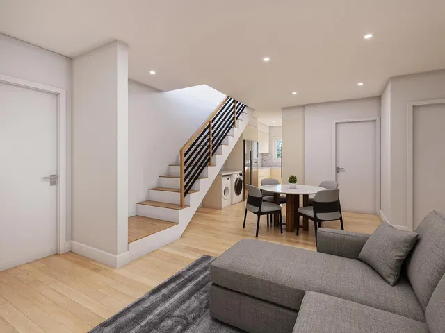 Dnevni boravak; drveni pod, prirodna svjetlost, moderan stil