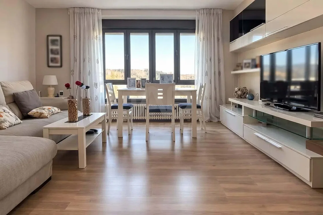 Oturma odası; manzara, doğal ışık, modern stil