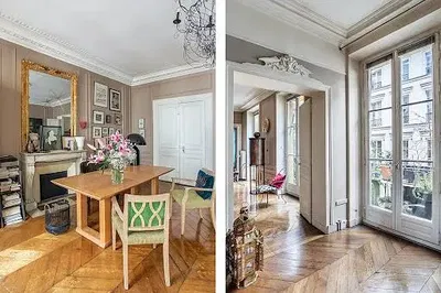 Dnevna soba; drveni pod, kamin, prirodno svjetlo, rustikalni stil