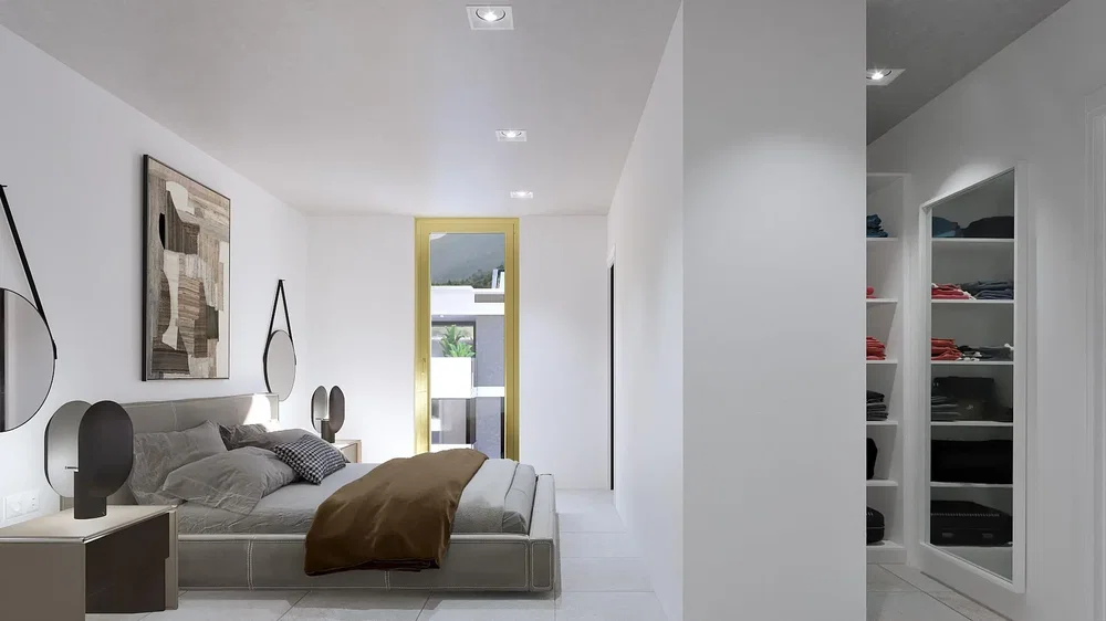 Chambre; lumière naturelle, style moderne