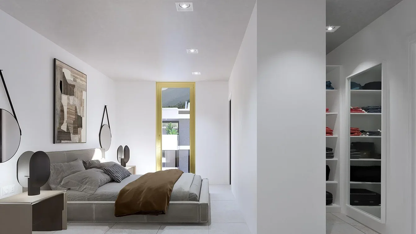 Chambre; lumière naturelle, style moderne