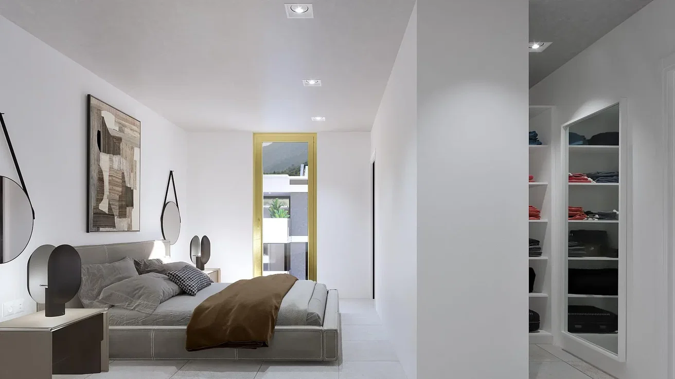 Chambre; lumière naturelle, style moderne