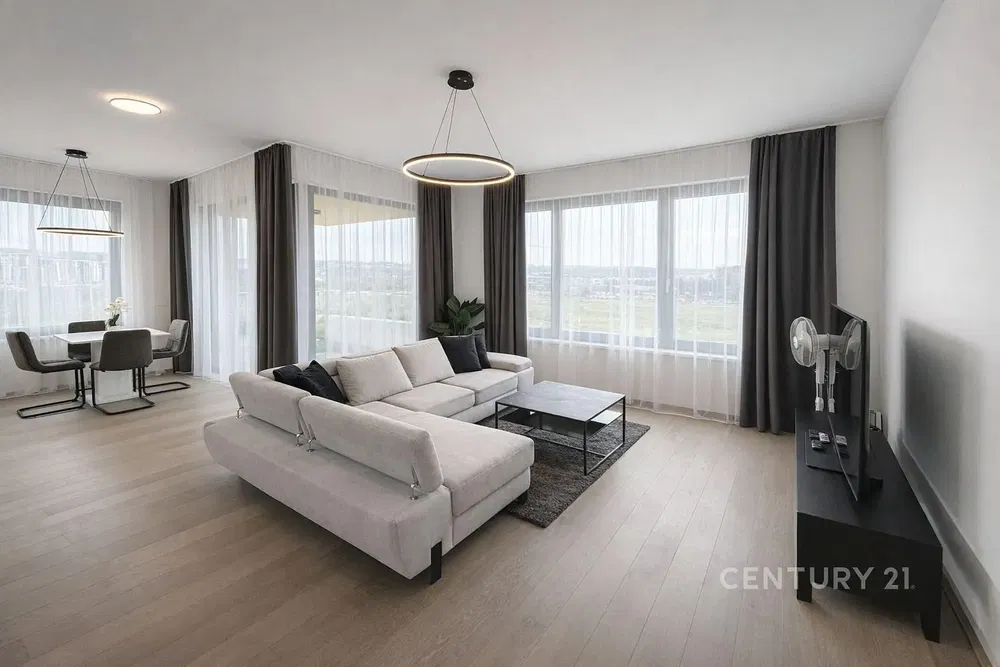 Wohnzimmer; blick, holzboden, tageslicht, moderner stil