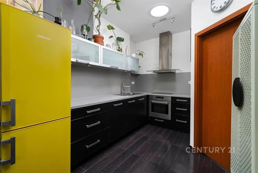 Kuhinja; kuhinjski aparati, prirodno svjetlo, moderni stil