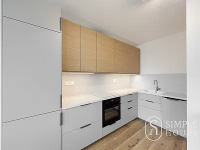 Küche; küchengeräte, renoviert, holzboden, tageslicht, moderner stil