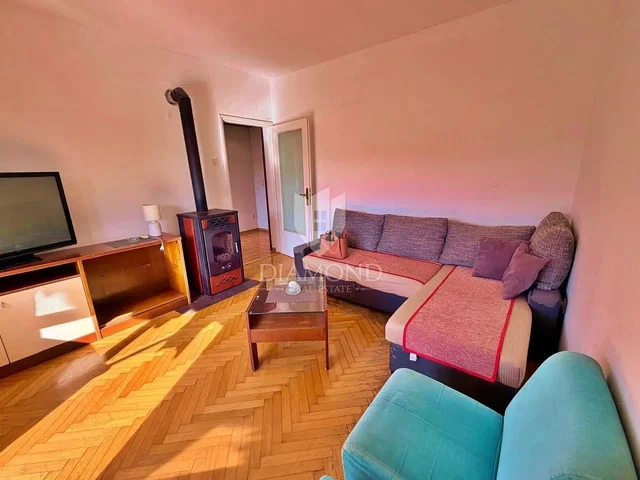 Soggiorno; camino, pavimento in legno, luce naturale