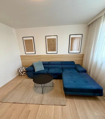 Obývací pokoj; moderní styl, dřevěná podlaha, přirozené světlo