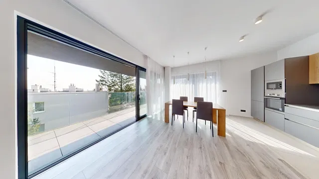 Kitchen; view, kitchen appliances, natural light, modern style, tile floor