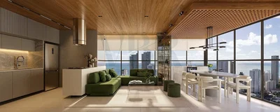 Oturma odası; manzara, modern stil, doğal ışık