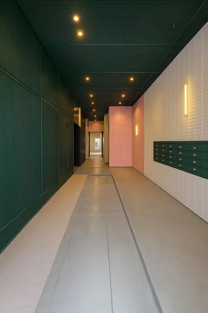 Garderobe; fliesenboden, tageslicht