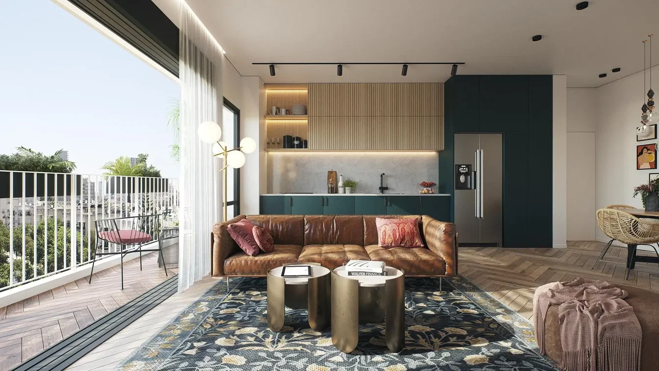 Wohnzimmer; blick, holzboden, tageslicht, moderner stil