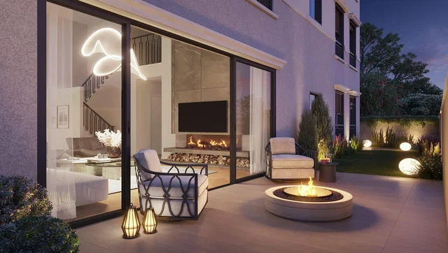 Terrace; fireplace, natural light