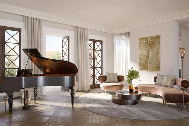 Wohnzimmer; tageslicht, moderner stil, holzboden