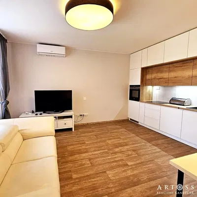 Oturma odası; mutfak aletleri, doğal ışık, modern stil, tadilatlı