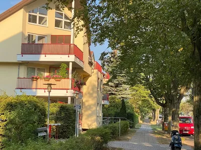 House and surroundings; view