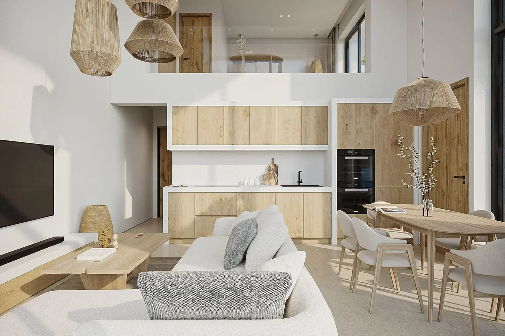 Salon; lumière naturelle, style moderne, parquet