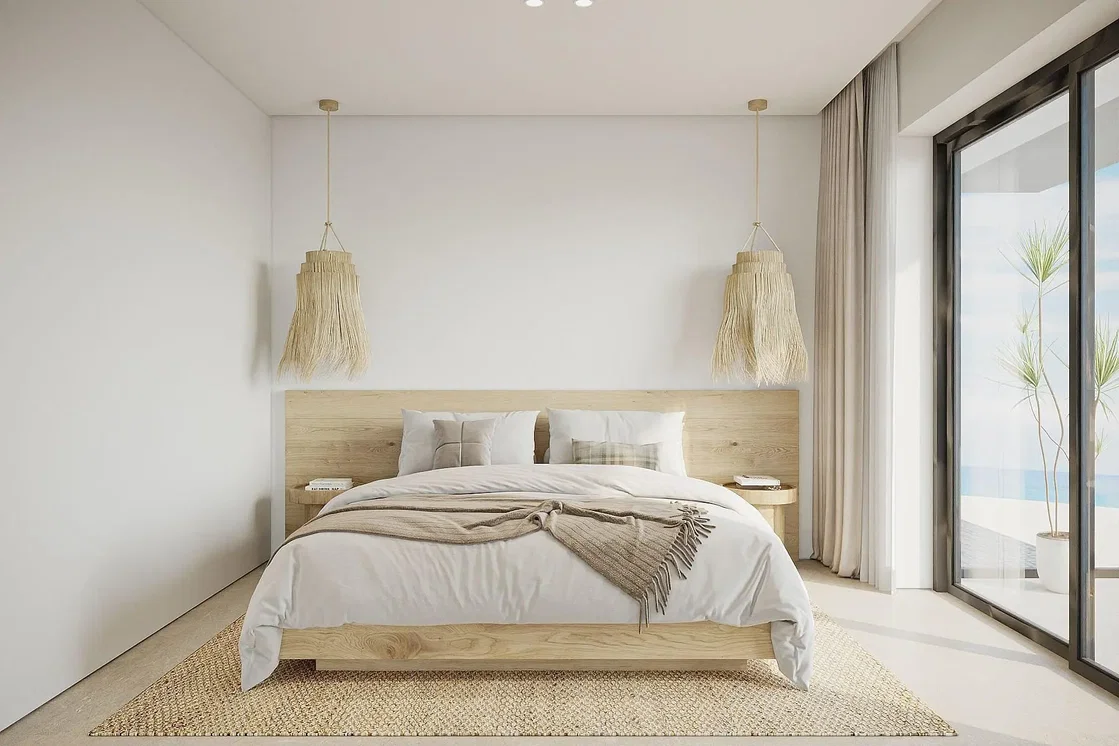 Chambre; lumière naturelle, style moderne