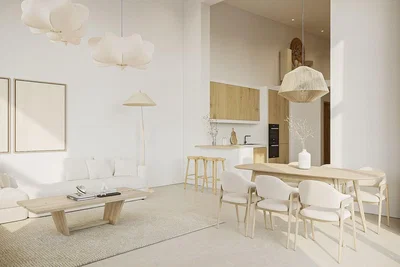 Salón; luz natural, estilo moderno, suelo de madera