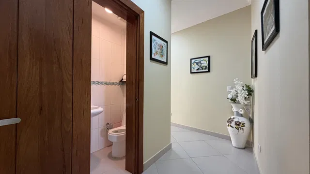 Toilette; fliesenboden, tageslicht