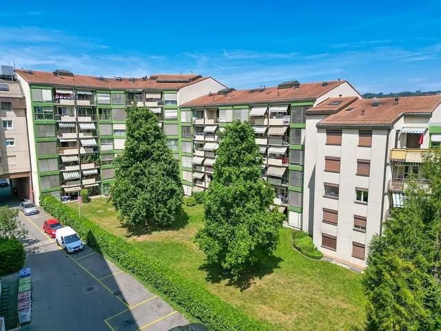 House and surroundings; view