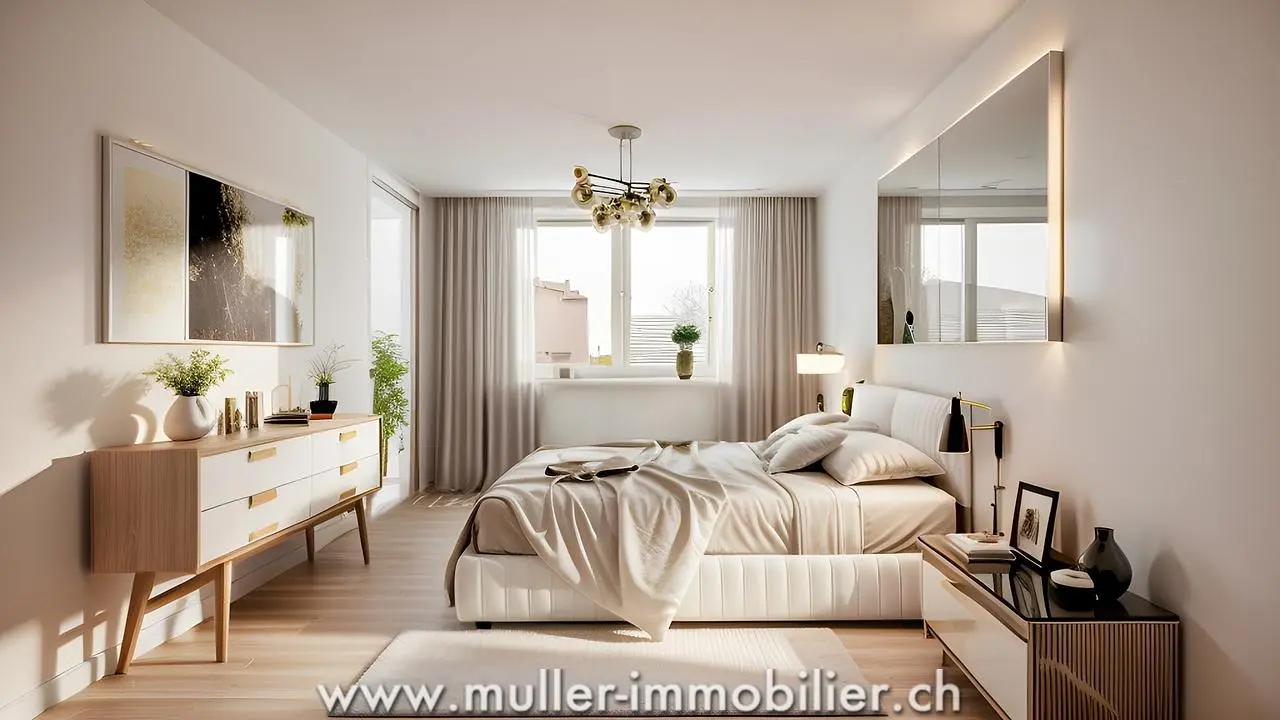 Schlafzimmer; tageslicht, moderner stil