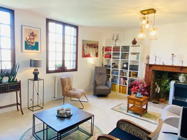 Living room; fireplace, natural light