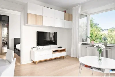 Salon; vue, parquet, lumière naturelle, style moderne