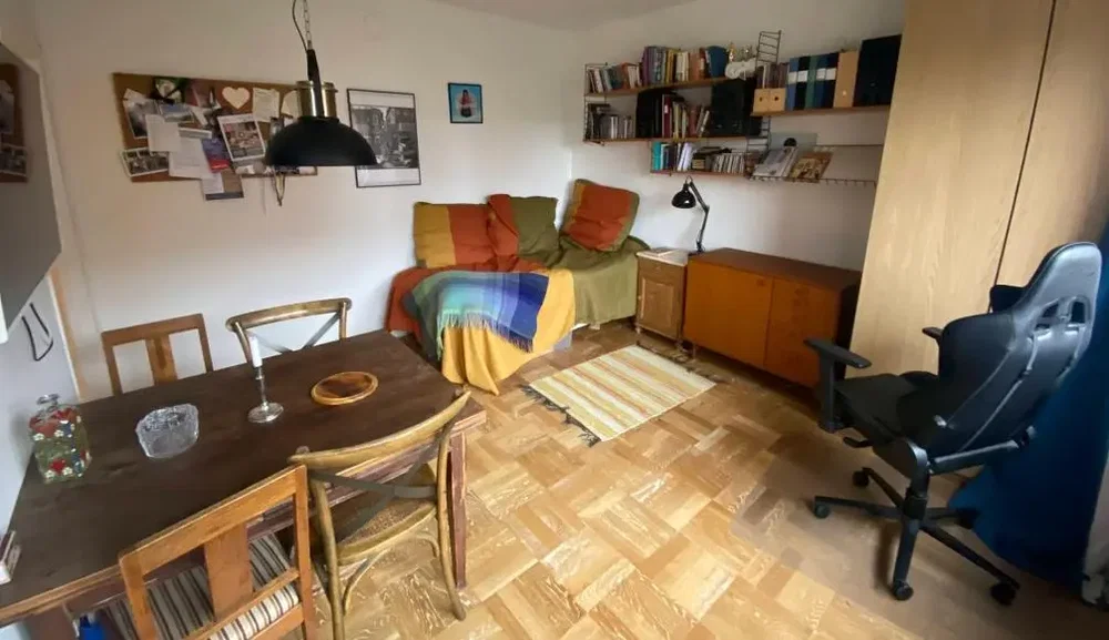 Salon; parquet, style rustique, lumière naturelle