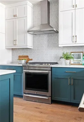 Kuchyně; kuchyňské spotřebiče, dřevěná podlaha, přirozené světlo, moderní styl